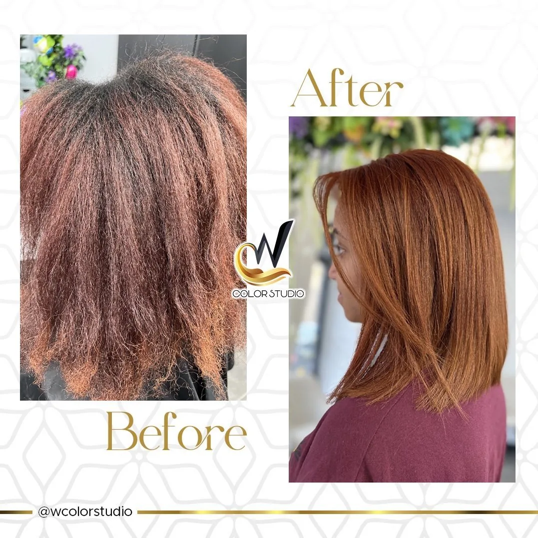 Before and after: grown-out blonde refreshed to a clean, bright blonde